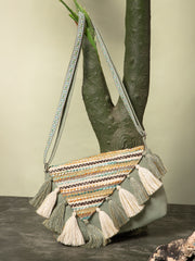 Geomat Cotton Striped Jacquard Sling Bag