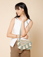 Geomat Cotton Striped Jacquard Sling Bag