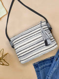 Geomat Cotton Acrylic Canvas Striped Jacquard Sling Bag