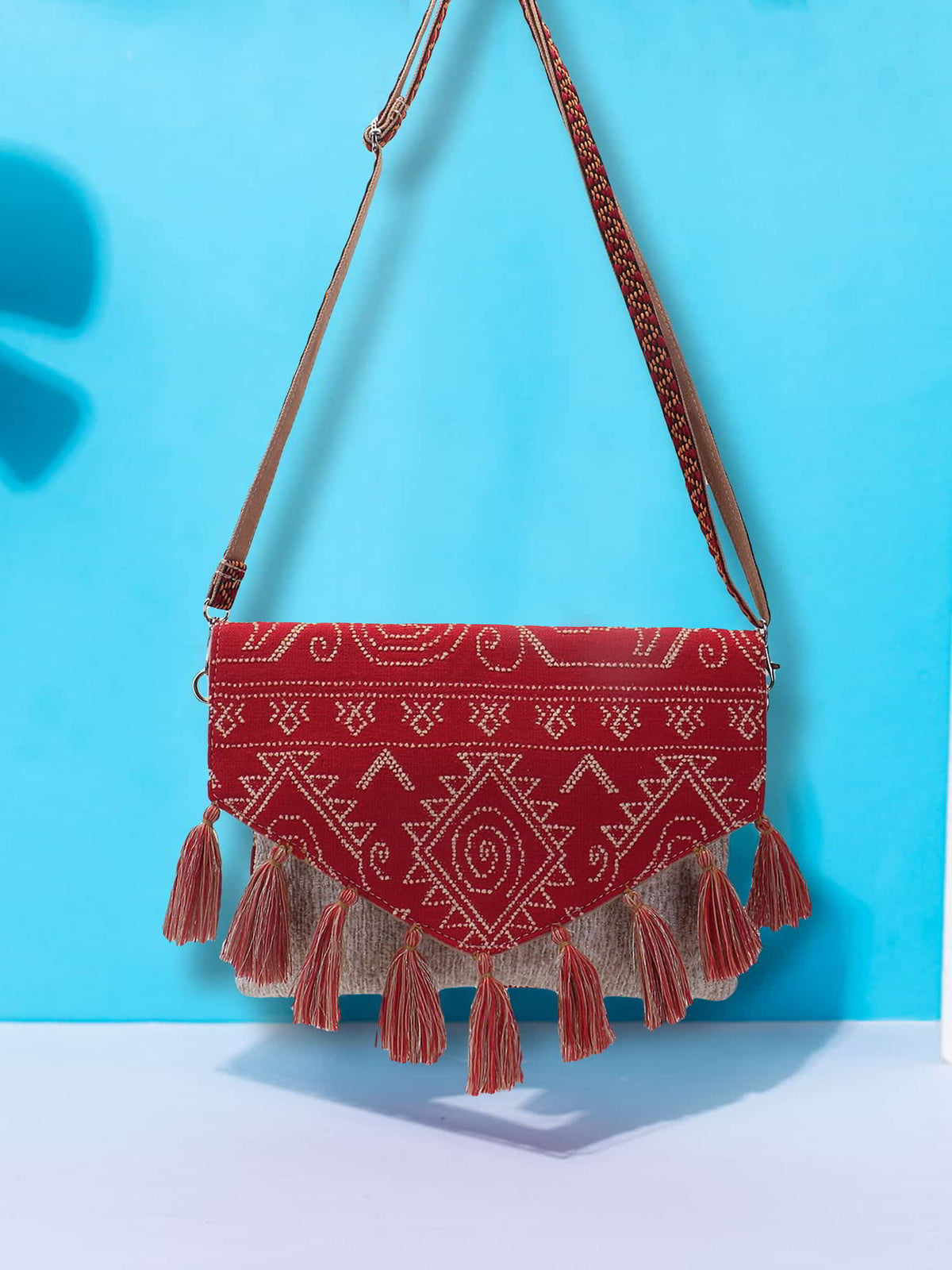 Tribal Cotton Shenel Jacquard Ethnic Motifs  Jacquard Sling Bag