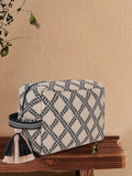 Tribal Cotton Canvas Diamond Jacquard Travel Accessory Bag