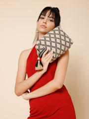 Tribal Cotton Canvas Diamond Jacquard Travel Accessory Bag