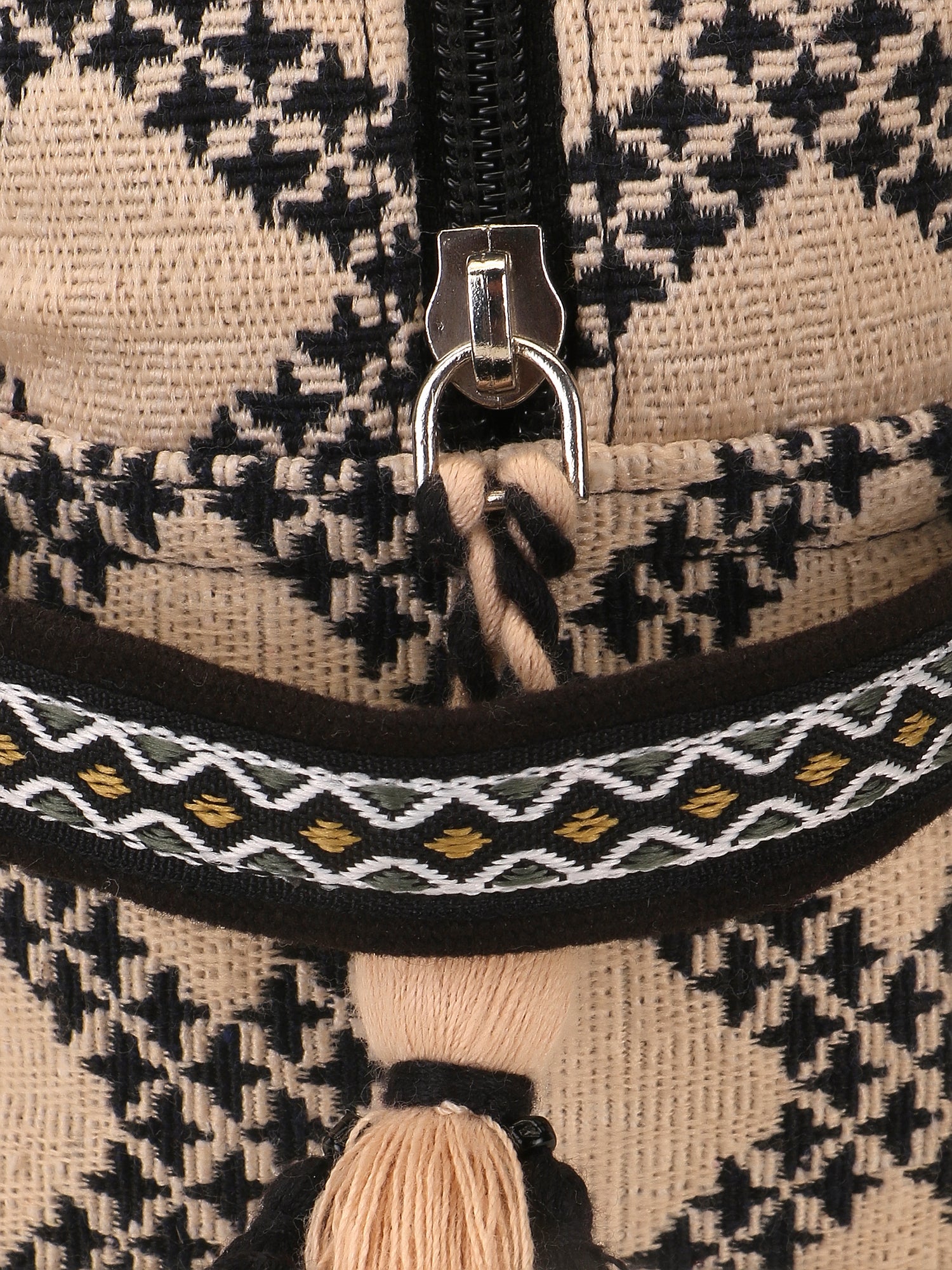 Tribal Cotton Canvas Diamond Jacquard Travel Accessory Bag
