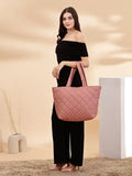 Uno Quilted Polyester Diamond Self Design Handheld Bag