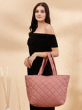 Uno Quilted Polyester Diamond Self Design Handheld Bag