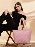 Uno Quilted Polyester Diamond Self Design Handheld Bag