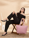 Uno Quilted Polyester Diamond Self Design Handheld Bag
