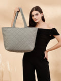 Uno Quilted Polyester Diamond Self Design Handheld Bag