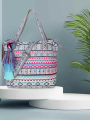 Tribal Cotton Canvas Jaquard Geometric Jacquard Handheld Bag