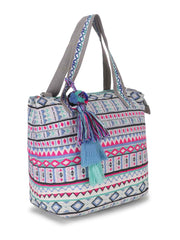 Tribal Cotton Canvas Jaquard Geometric Jacquard Handheld Bag