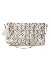 Boho Cotton Canvas Seashell Embellished Sling Bag