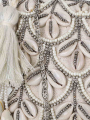Boho Cotton Canvas Seashell Embellished Sling Bag