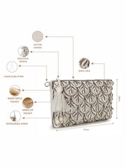 Boho Cotton Canvas Seashell Embellished Sling Bag