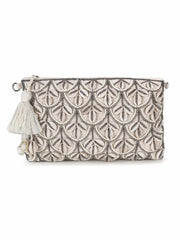 Boho Cotton Canvas Seashell Embellished Sling Bag
