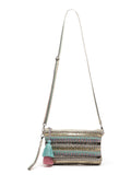 Boho Striped Bead Work Handloom Cotton Sling Bag