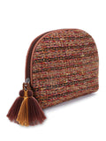 Boho Cotton Acrylic Striped Self Design Travel Accessory Bag