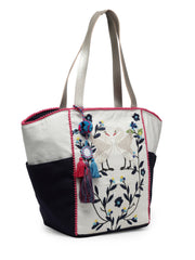 Jungle Quirky Embroidered Cotton Canvas Tote Bag
