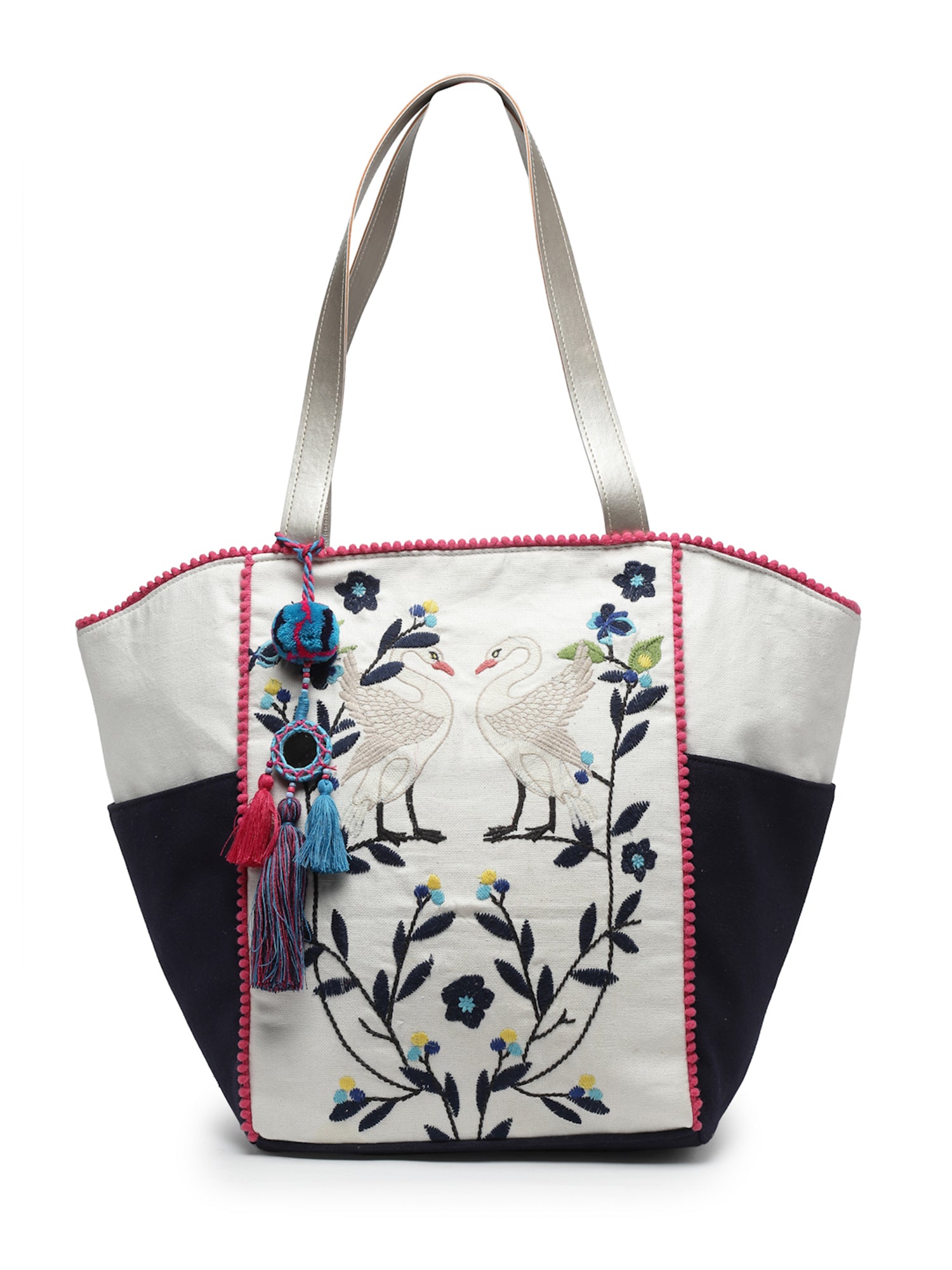 Jungle Quirky Embroidered Cotton Canvas Tote Bag