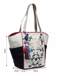 Jungle Quirky Embroidered Cotton Canvas Tote Bag