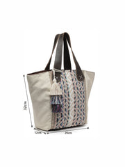 Boho Geometric Jacquard Cotton Canvas Handheld Bag