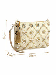 Ghoomar  Geometric  Embroidered Lurex Handloom Sling Bag