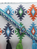 Boho Aztec Embroidered Cotton Canvas Sling Bag