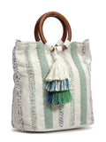 Boho Striped Jacquard Cotton Acrylic Handheld Bag