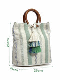 Boho Striped Jacquard Cotton Acrylic Handheld Bag