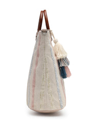 Boho Cotton Striped Jacquard Handheld Bag