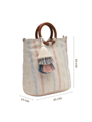 Boho Cotton Striped Jacquard Handheld Bag