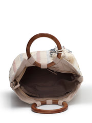 Boho Cotton Striped Jacquard Handheld Bag