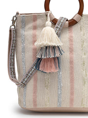 Boho Cotton Striped Jacquard Handheld Bag