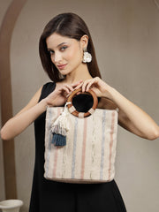 Boho Cotton Striped Jacquard Handheld Bag