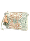 Boho Floral Bead Work Suede Sling Bag