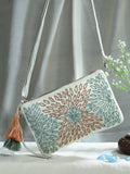 Boho Floral Bead Work Suede Sling Bag