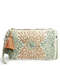 Boho Floral Bead Work Suede Sling Bag