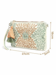 Boho Floral Bead Work Suede Sling Bag