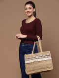 Sisal Embellished Jute Tote Bag