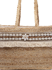 Sisal Embellished Jute Tote Bag