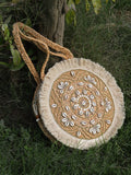 Sisal Mandala Embellished Jute Tote Bag