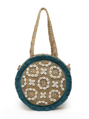 Sisal Embellished Jute Tote Bag
