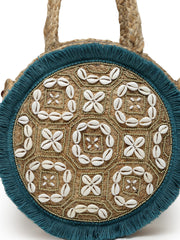 Sisal Embellished Jute Tote Bag