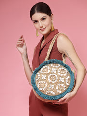 Sisal Embellished Jute Tote Bag