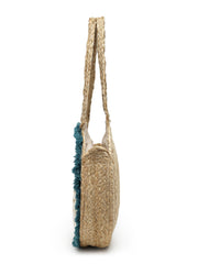 Sisal Embellished Jute Tote Bag