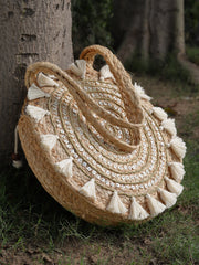 Sisal Mandala Embellished Jute Tote Bag