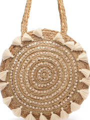 Sisal Mandala Embellished Jute Tote Bag