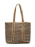 Sisal Striped & Embellished Jute Tote Bag