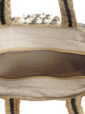 Sisal Striped & Embellished Jute Tote Bag