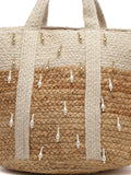 Sisal Colourblocked & Embellished Jute Handheld Bag