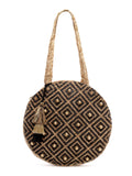 Sisal Printed & Embellished Jute Shoulder Bag